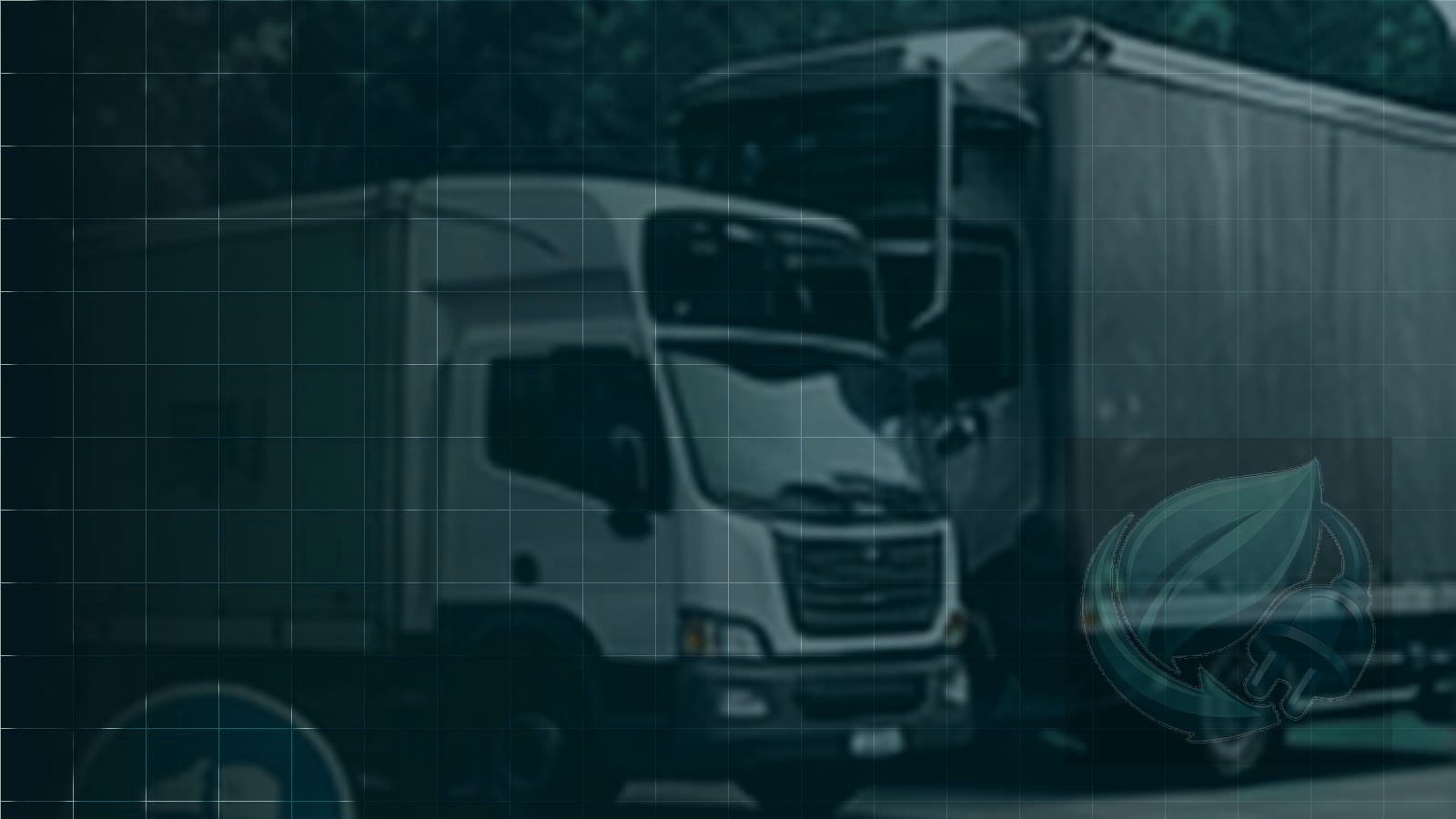 Collection lorries ready to depart, with the Divine Greentech leaf-and-plug emblem